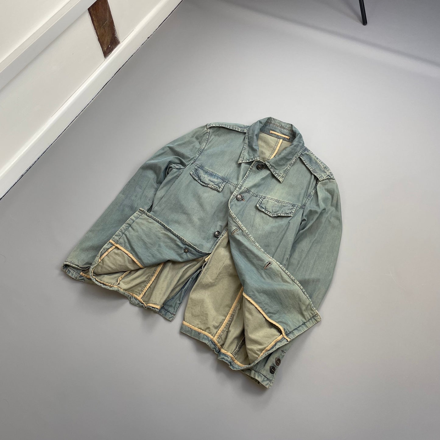 Prada Milano Blue Cotton Tailored Belt-Strap Chore Jacket