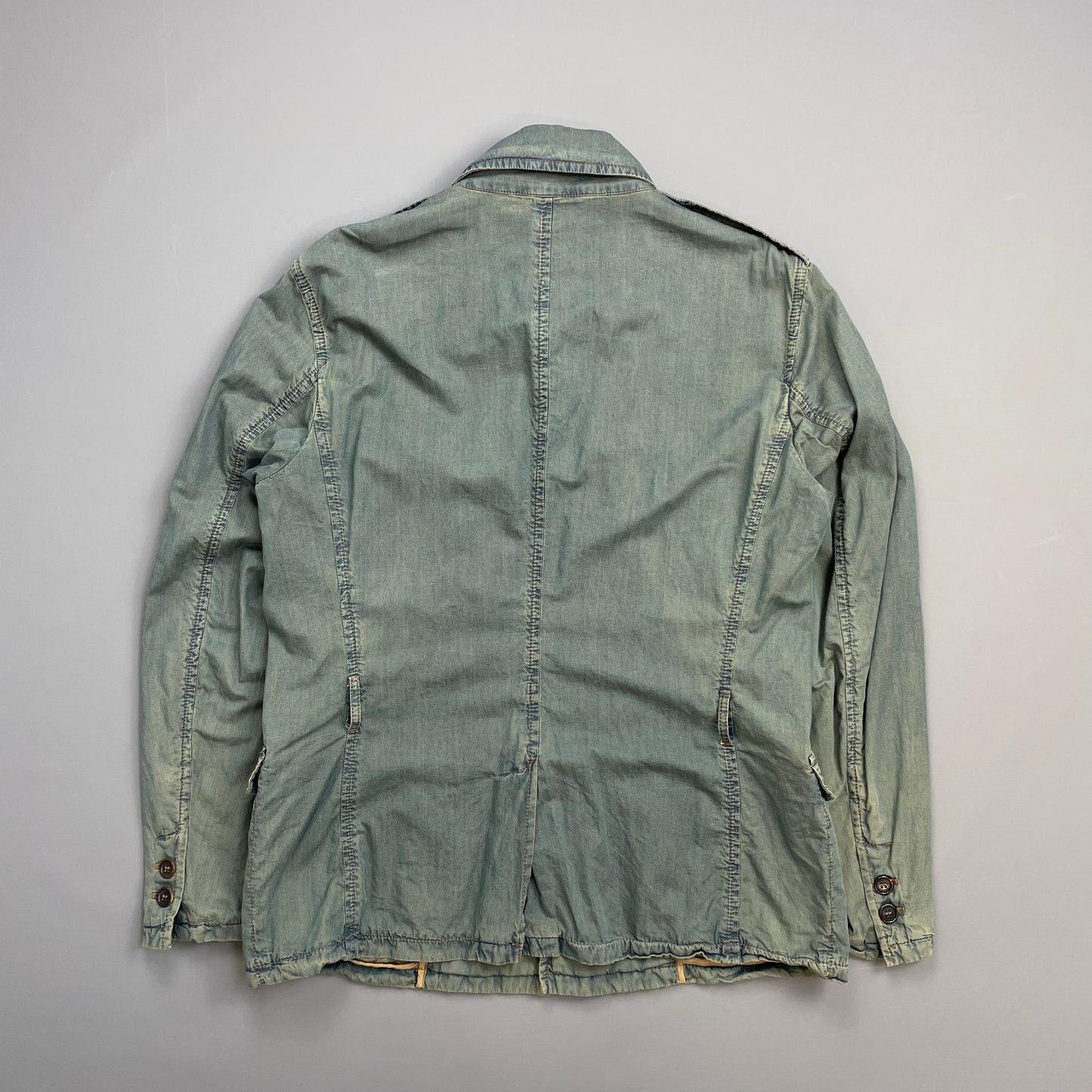 Prada Milano Blue Cotton Tailored Belt-Strap Chore Jacket