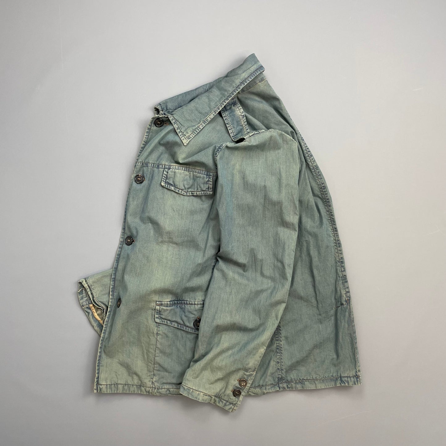 Prada Milano Blue Cotton Tailored Belt-Strap Chore Jacket