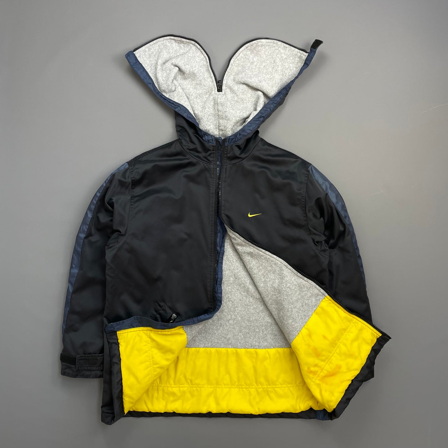 Nike Black 90s Split-Hood Longline Hooded Parka Jacket