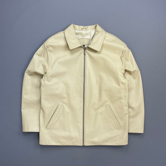 Camel Active Cream Lambs Leather Zip-Through Minimalist Jacket