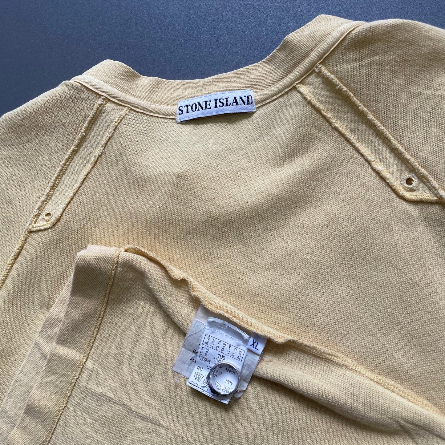 Stone Island Yellow SS99 Canvas Spellout T-Shirt
