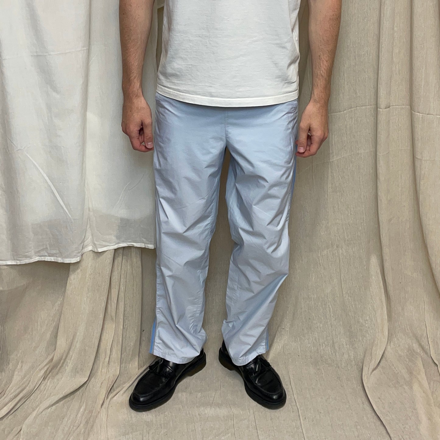 Prada Sport Light Blue SS00 Gel Seam Nylon Track Pant Trousers