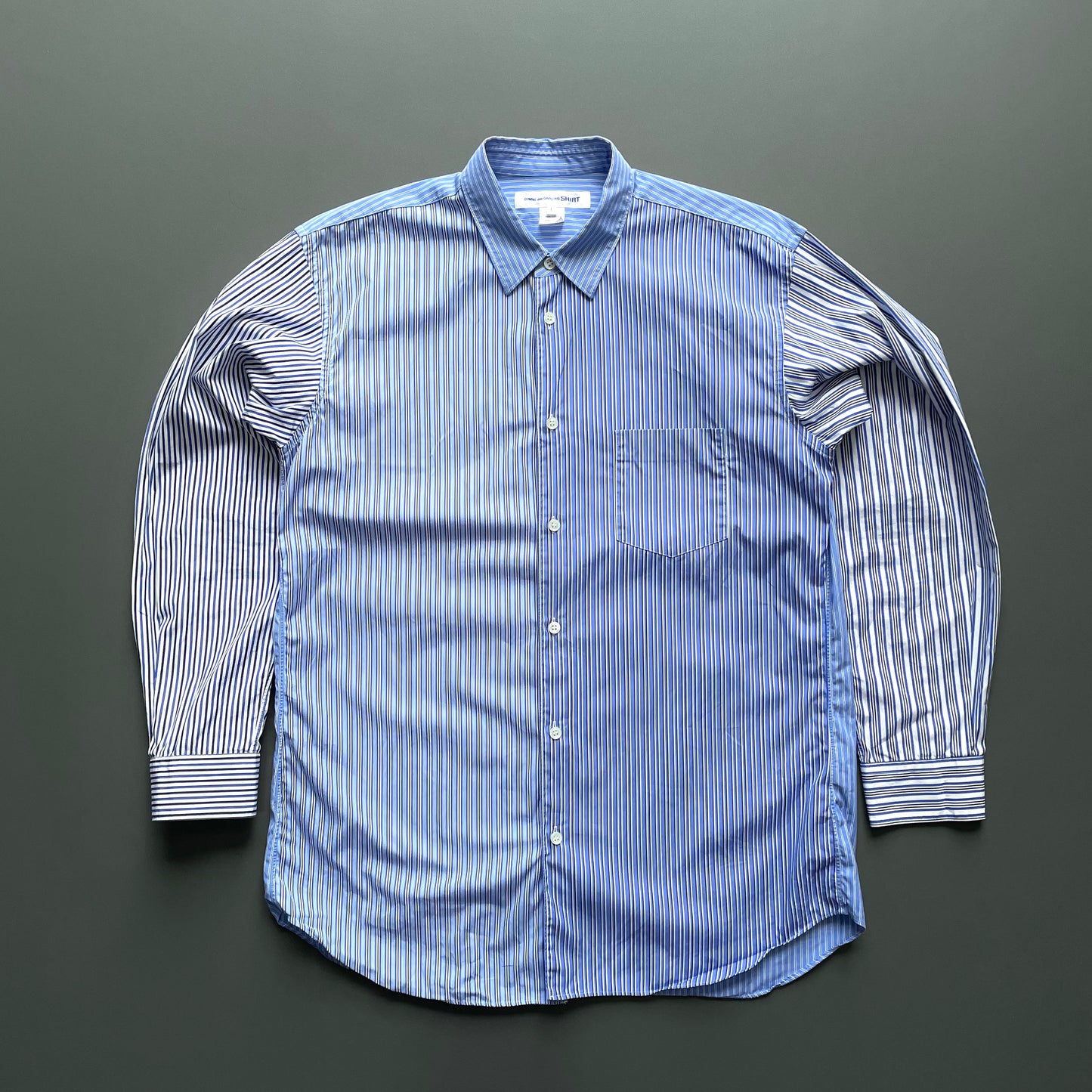 Comme Des Garçons Shirt Blue Multi-Stripe Shirt