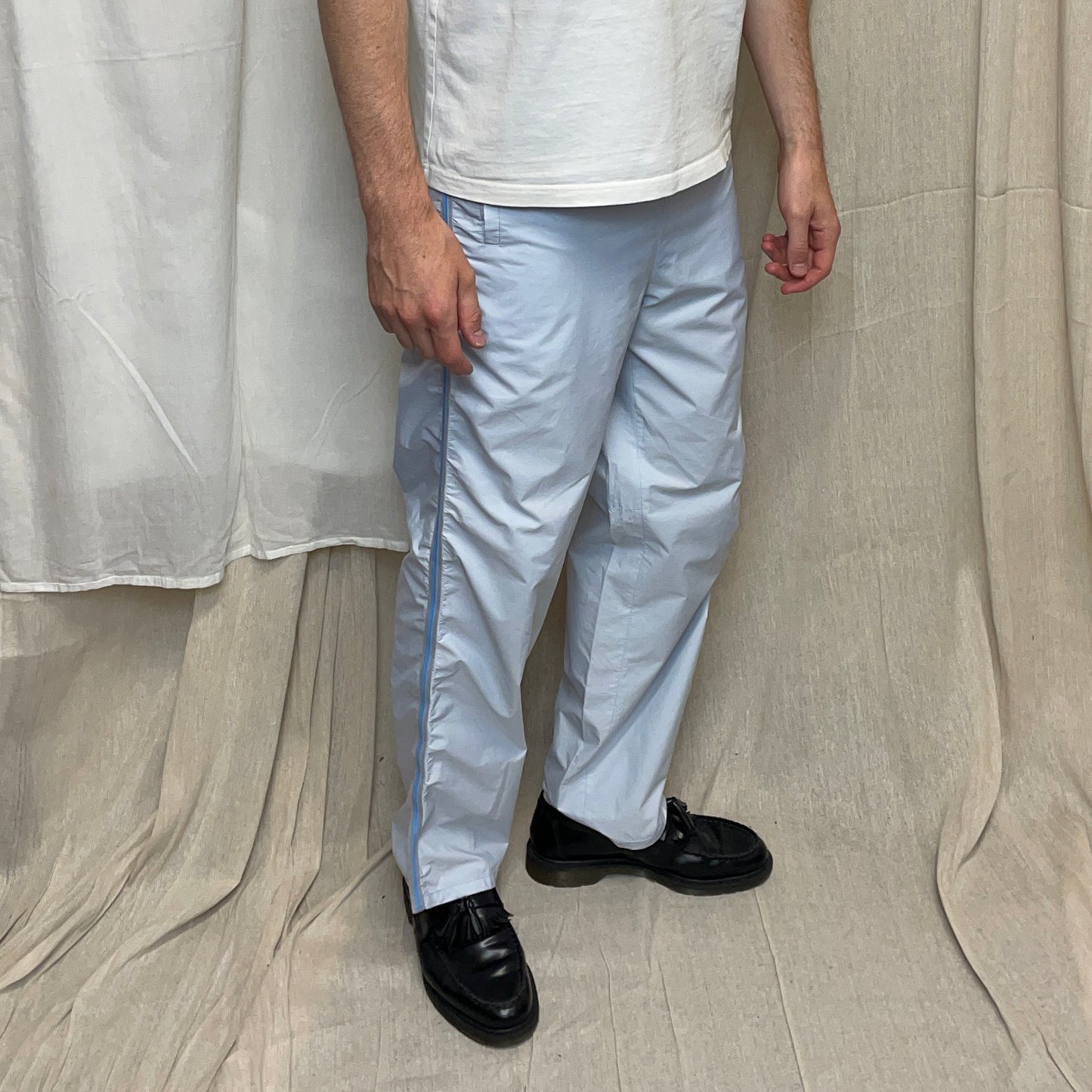 Prada Sport Light Blue SS00 Gel Seam Nylon Track Pant Trousers