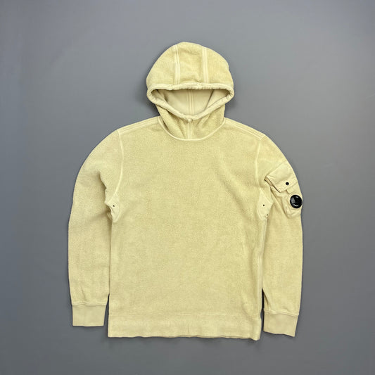 C.P. Company Cream Polar Fleece Pullover Hooded Jumper