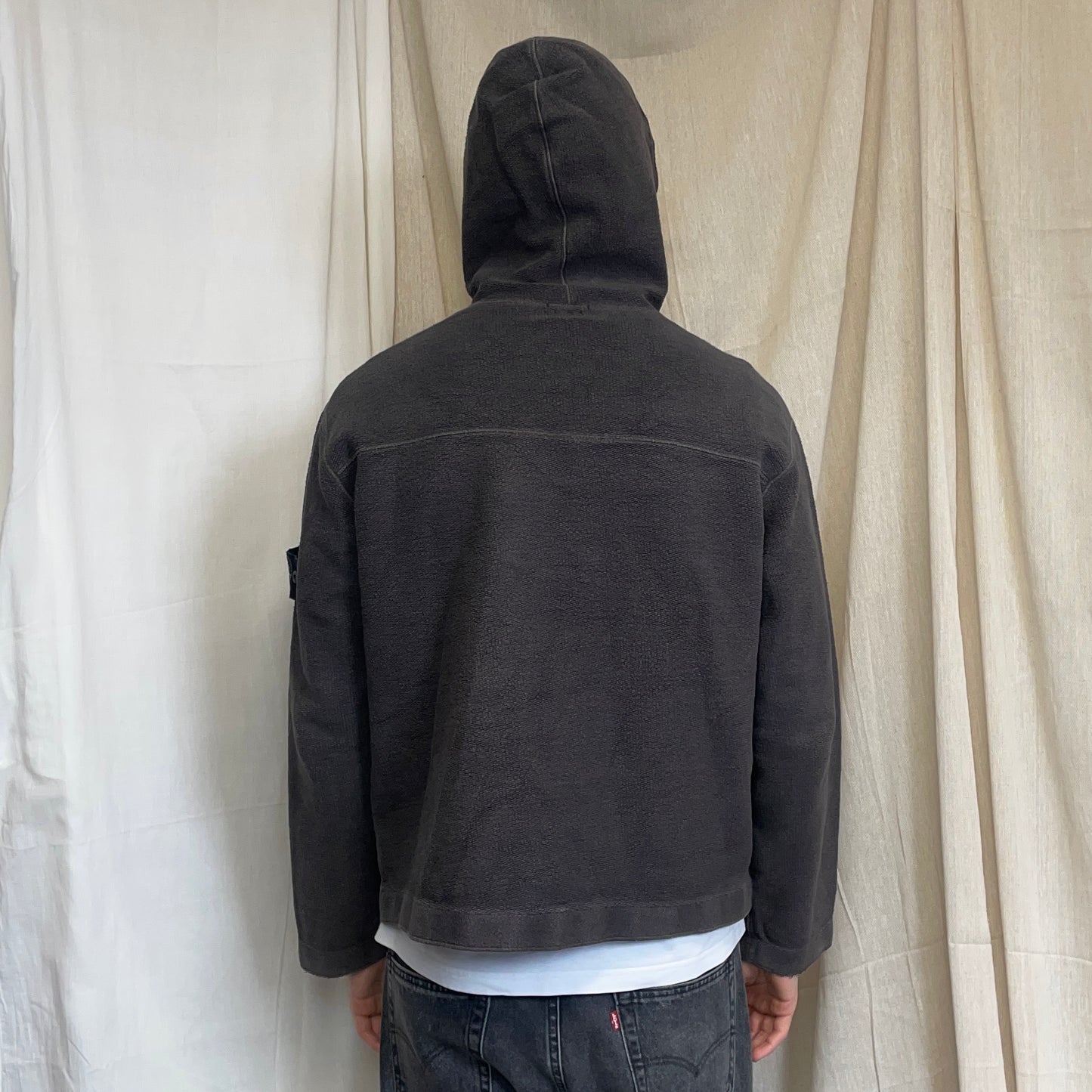 Stone Island Brown AW03 Zip-Through Fleece Hooded Jacket