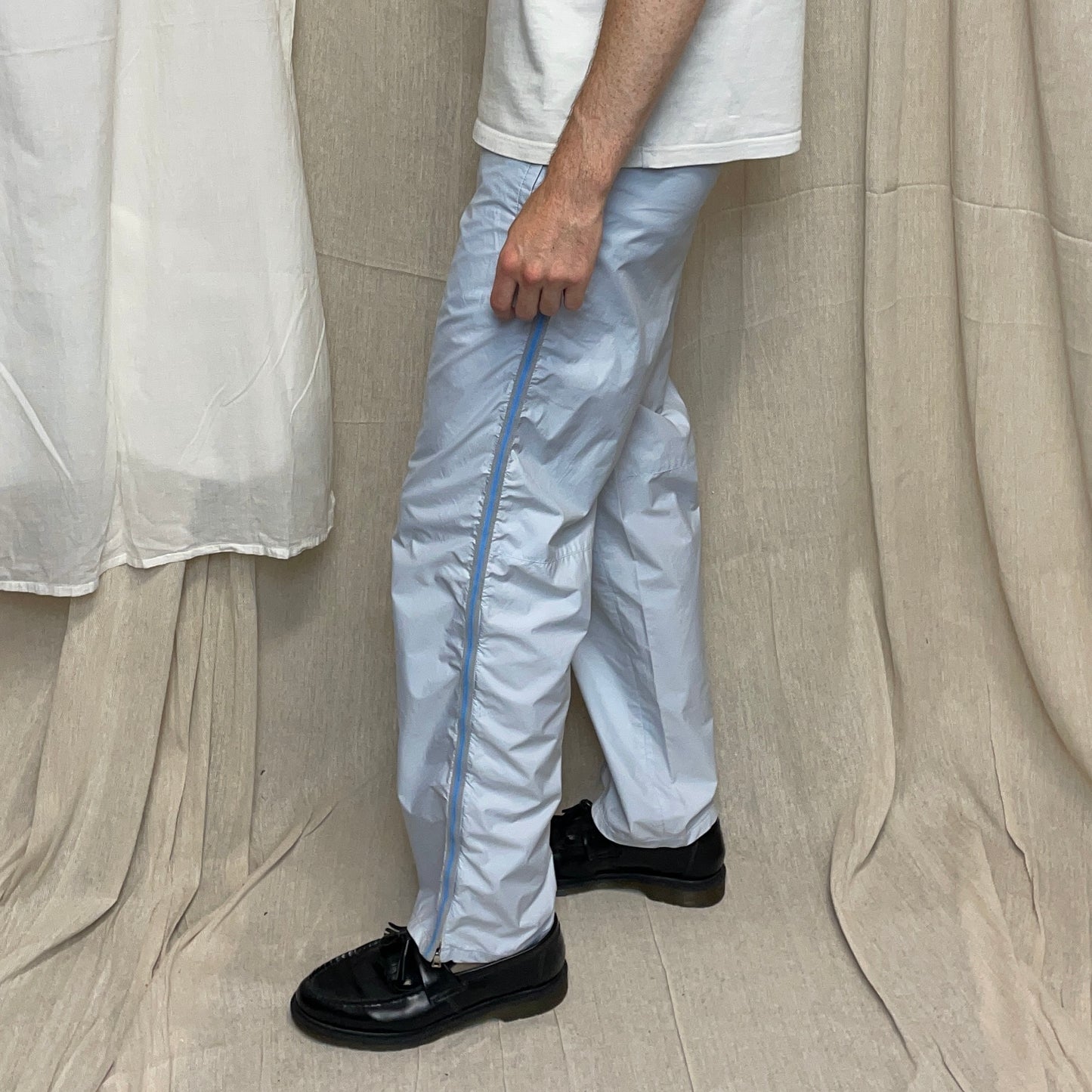 Prada Sport Light Blue SS00 Gel Seam Nylon Track Pant Trousers
