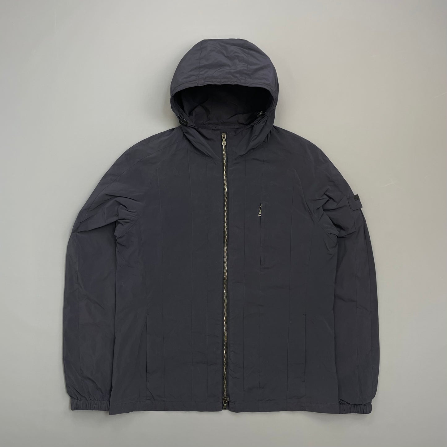 Prada Milano Blue 2007 Nylon Line Panel Windbreaker Jacket