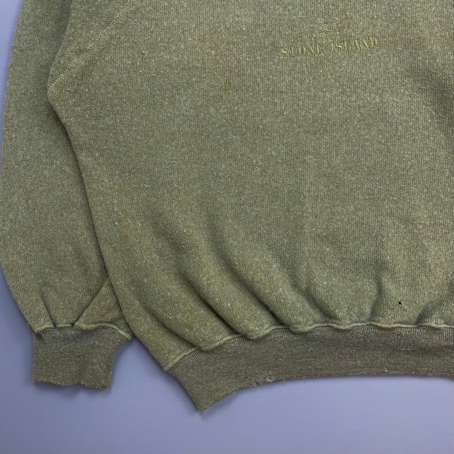 Stone Island Green 80s Embroidered Spellout Wool Knit Jumper