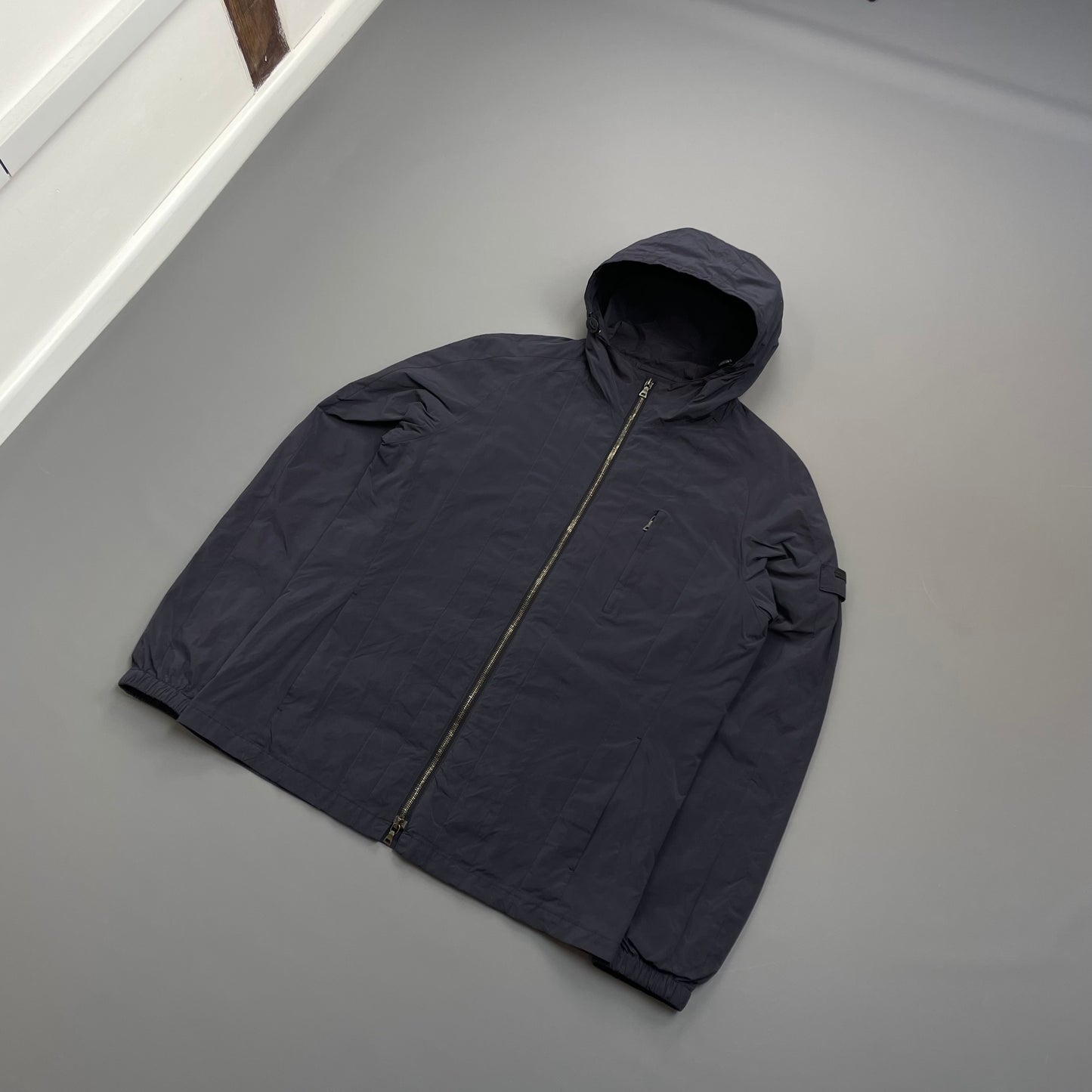 Prada Milano Blue 2007 Nylon Line Panel Windbreaker Jacket