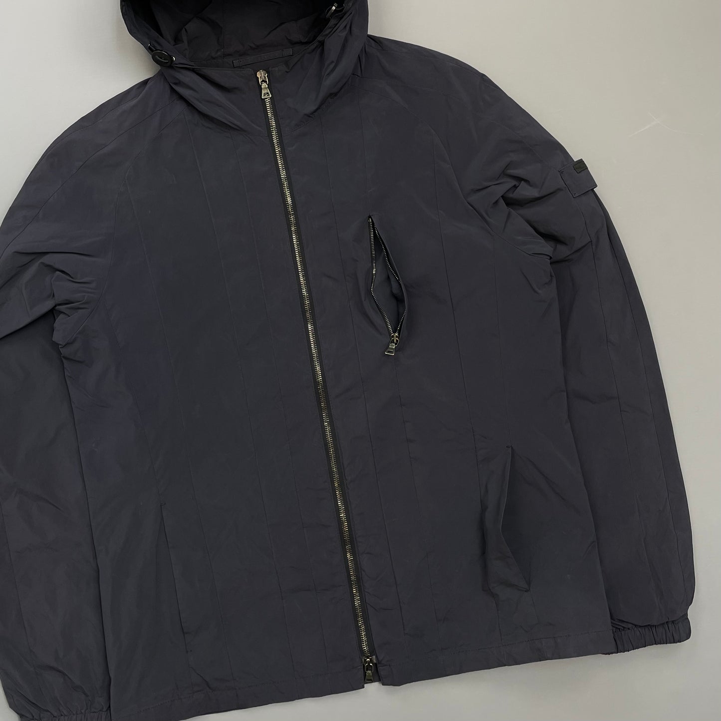 Prada Milano Blue 2007 Nylon Line Panel Windbreaker Jacket