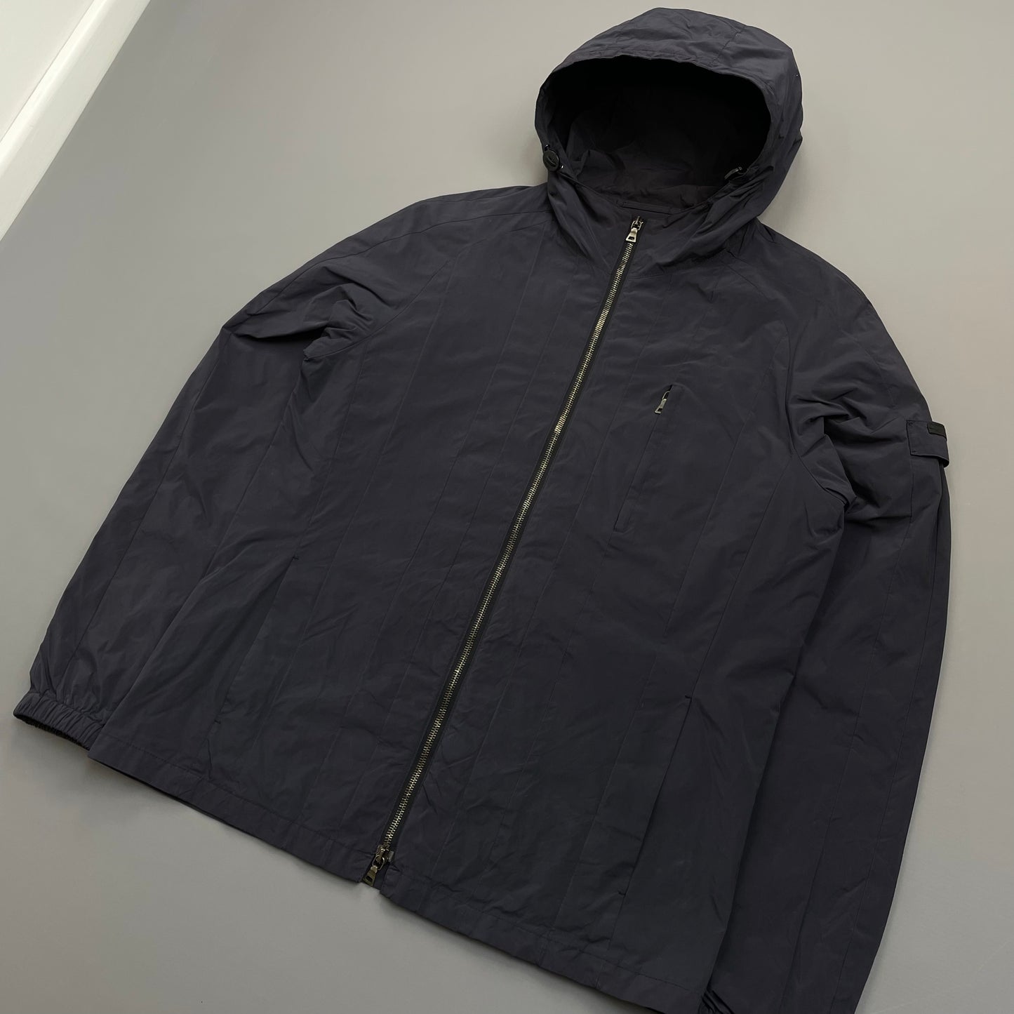 Prada Milano Blue 2007 Nylon Line Panel Windbreaker Jacket