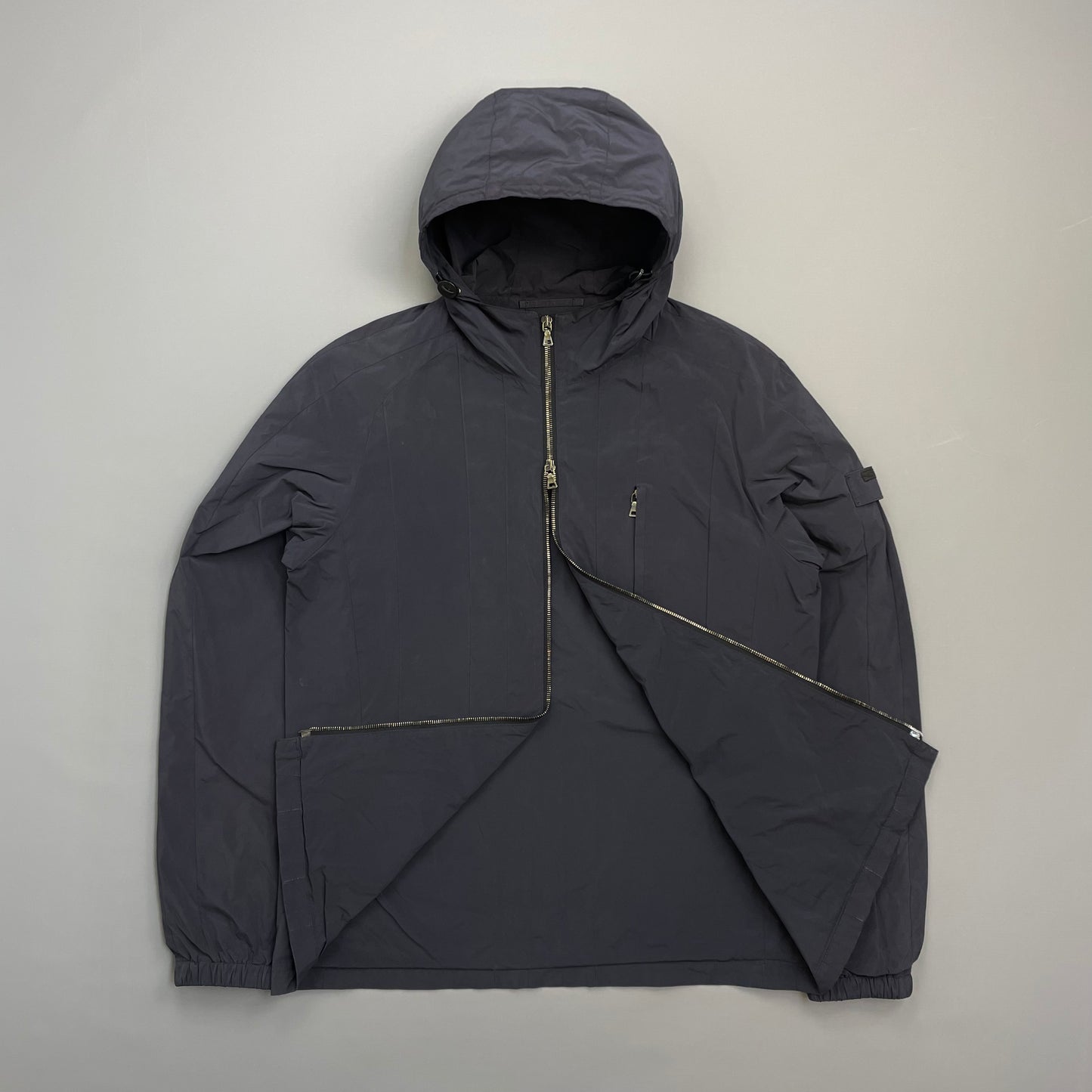 Prada Milano Blue 2007 Nylon Line Panel Windbreaker Jacket
