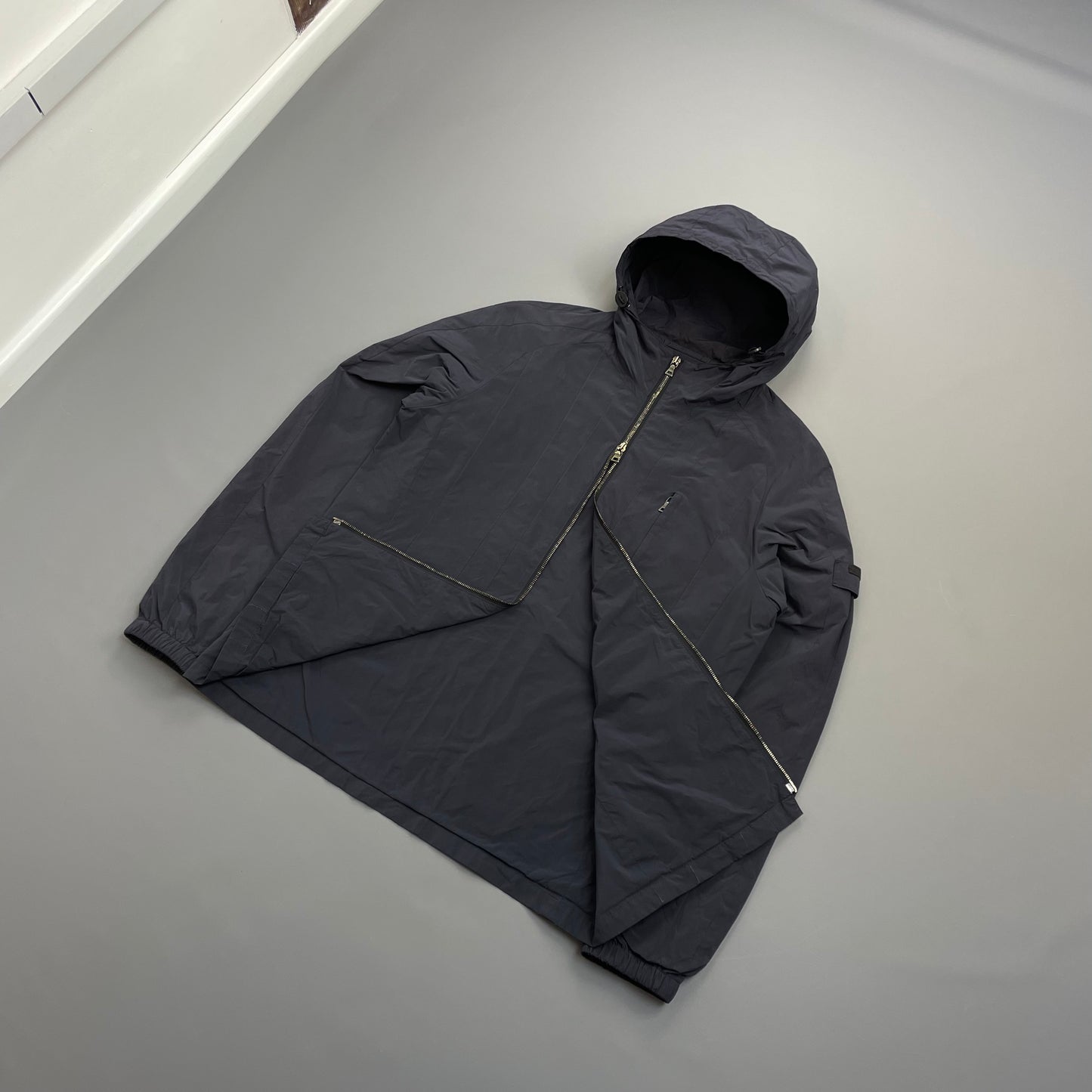 Prada Milano Blue 2007 Nylon Line Panel Windbreaker Jacket