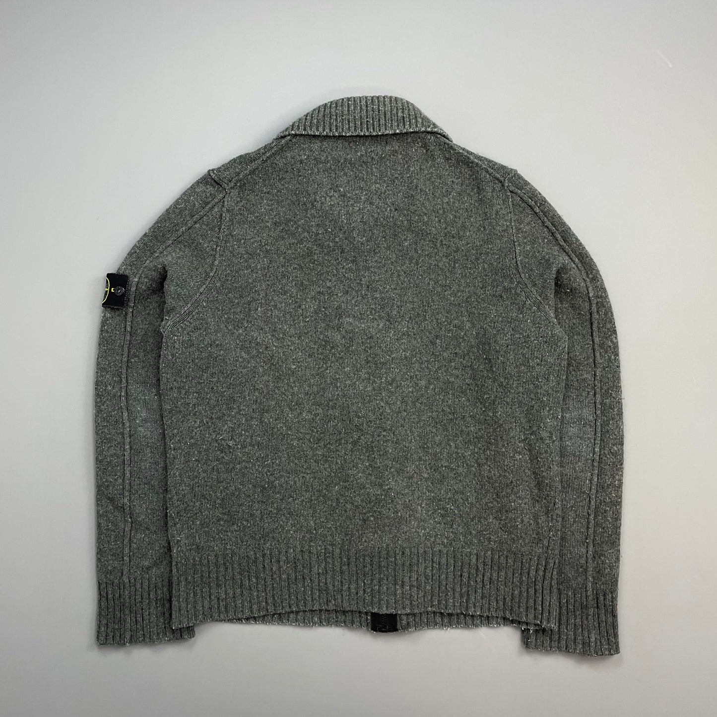 Stone Island Grey AW09 Wool Knit Zip & Button Cardigan Jacket