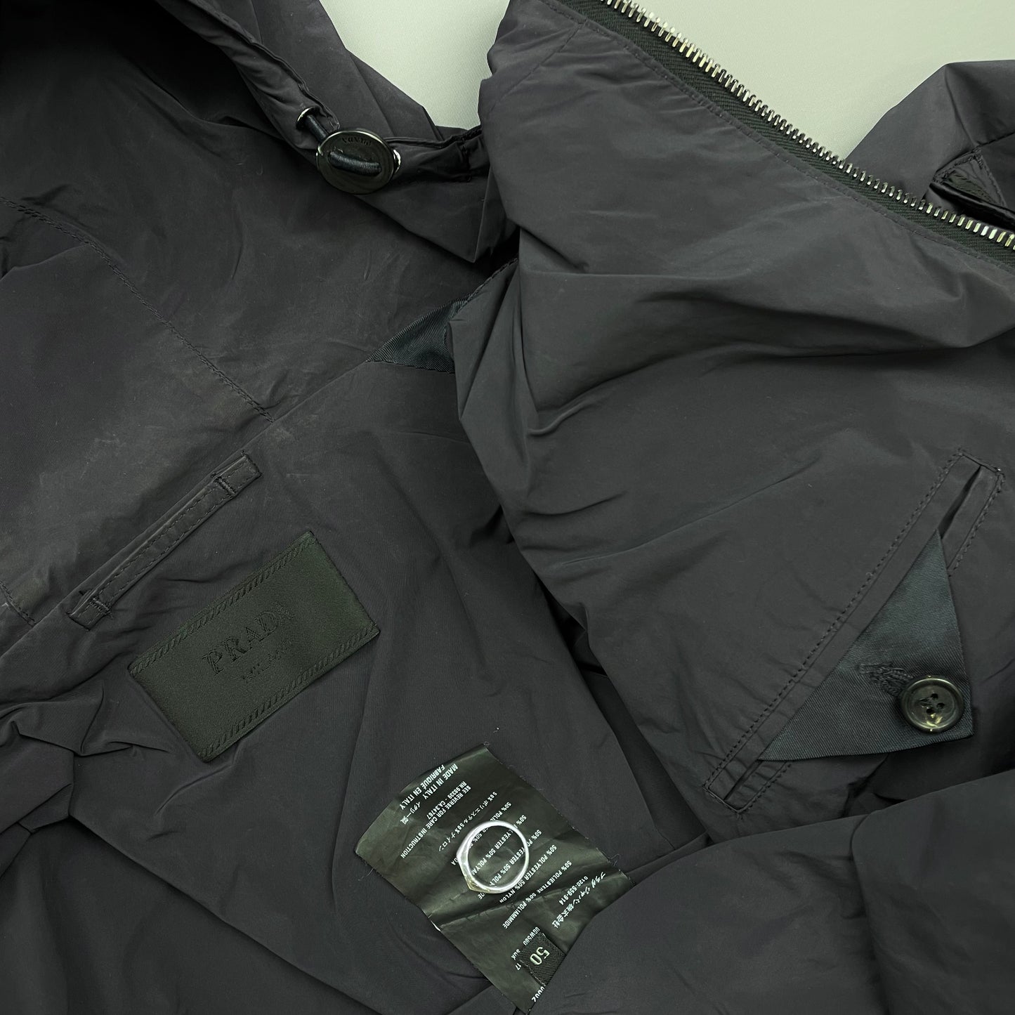 Prada Milano Blue 2007 Nylon Line Panel Windbreaker Jacket