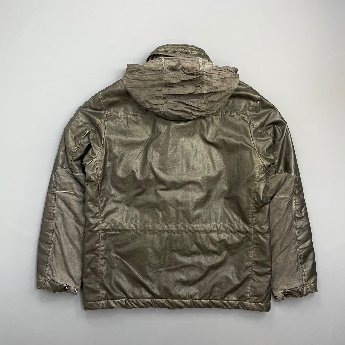 C.P. Company Dusty Olive AW21 Nylon Nyber Concealed Hood Quilted Field Jacket