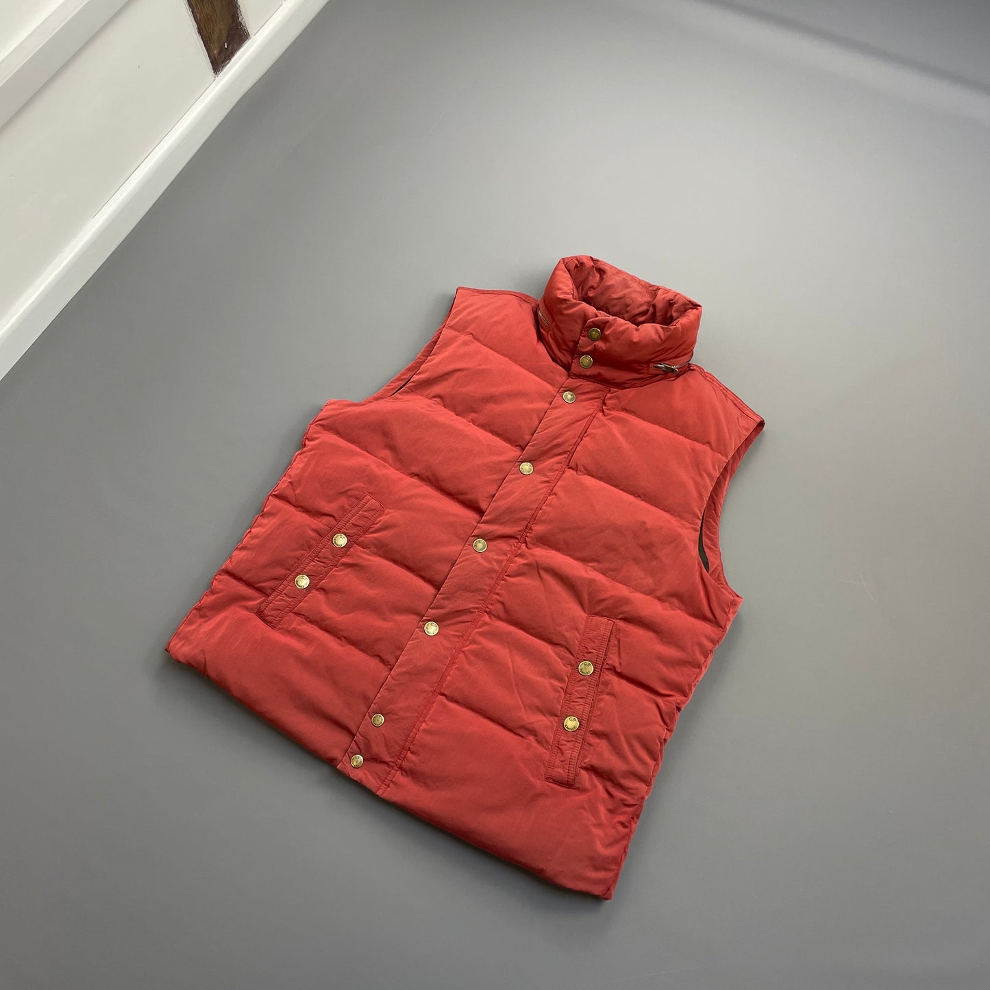 C.P. Company Red AW10 Shimmer Nylon Piuma Doca Concealed Hood Down Gilet Vest