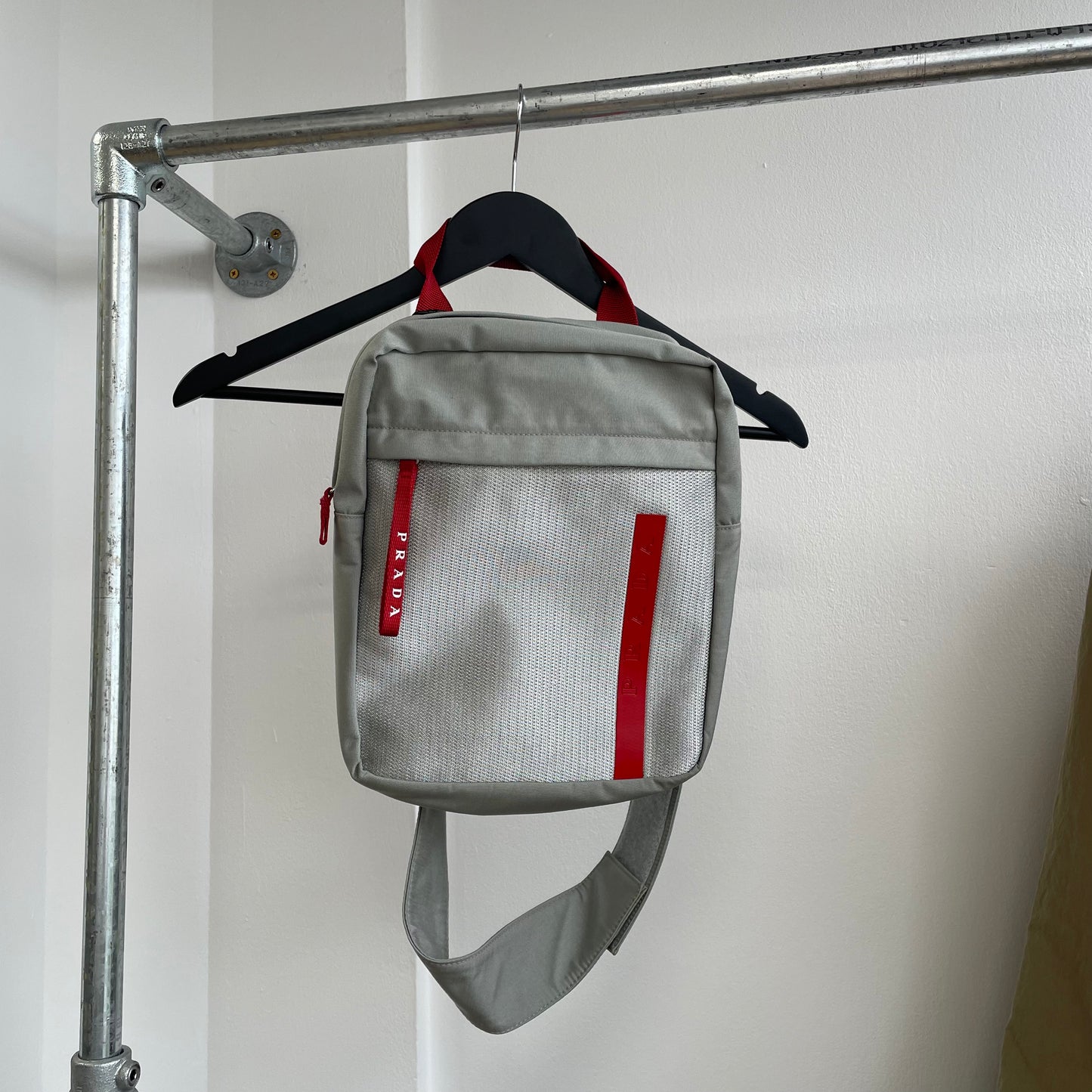 Prada Sport Grey 1999 Nylon Mesh Sling Crossbody Bag
