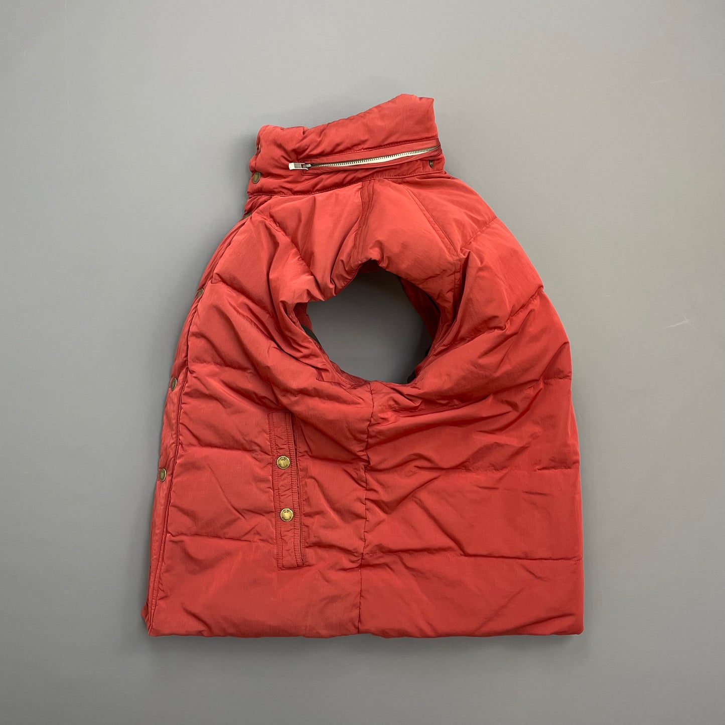 C.P. Company Red AW10 Shimmer Nylon Piuma Doca Concealed Hood Down Gilet Vest