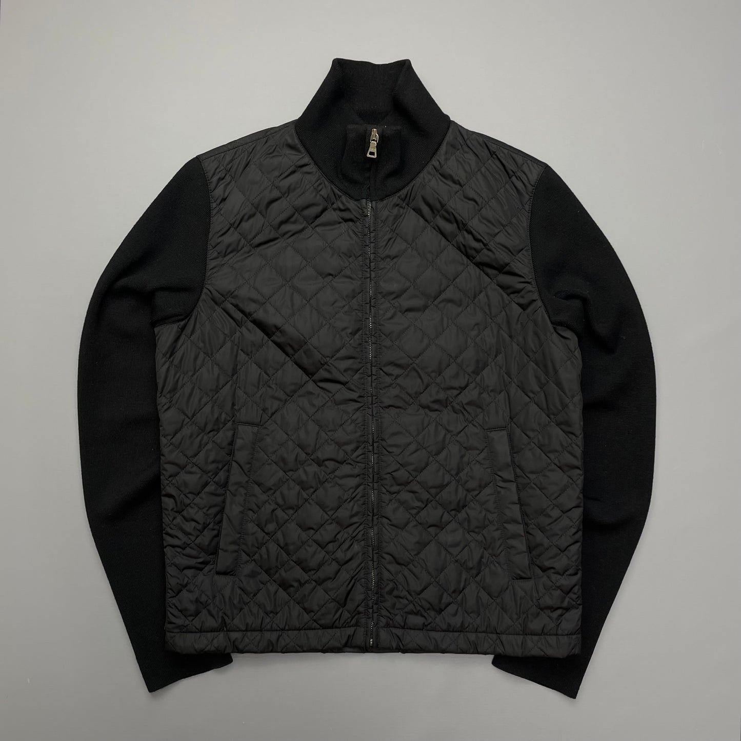 Prada Sport Black Quilted Zip-Through Knit Jacket 2009