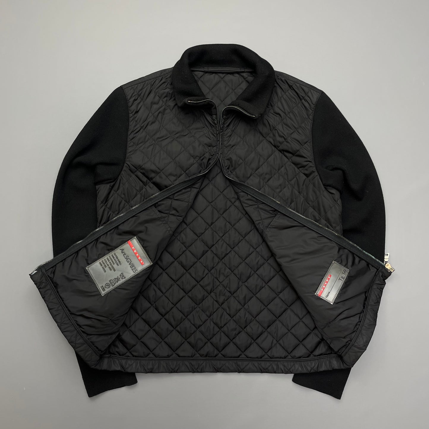 Prada Sport Black Quilted Zip-Through Knit Jacket 2009