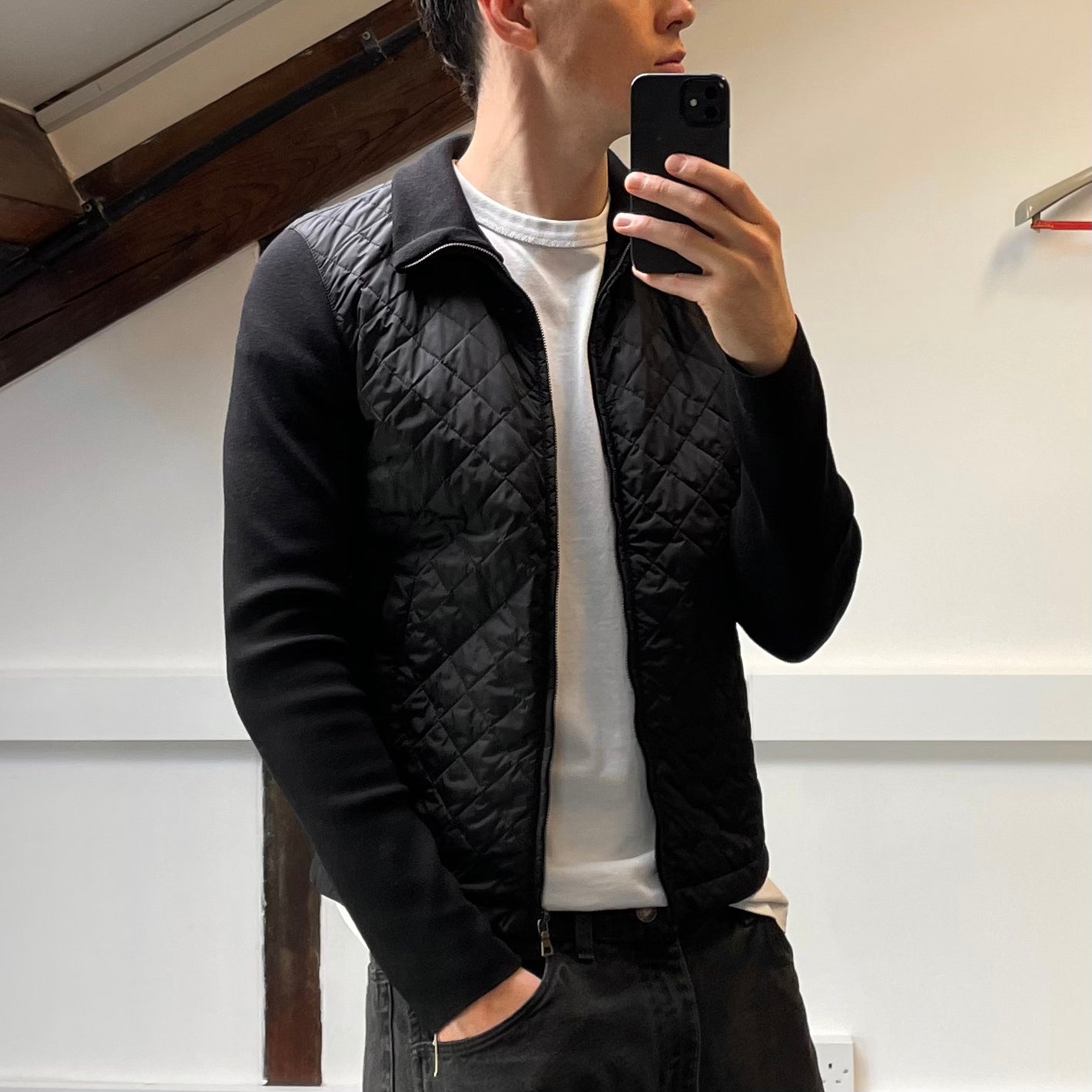Prada Sport Black Quilted Zip-Through Knit Jacket 2009