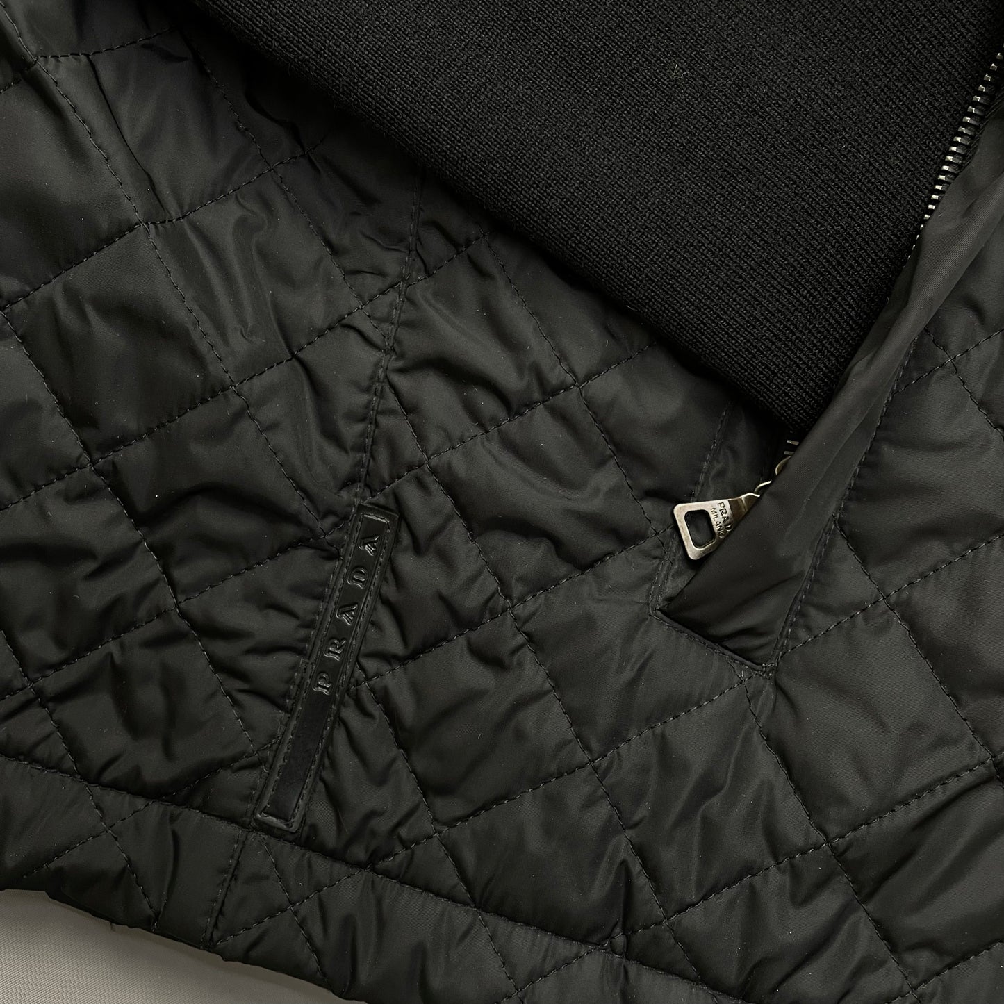 Prada Sport Black Quilted Zip-Through Knit Jacket 2009