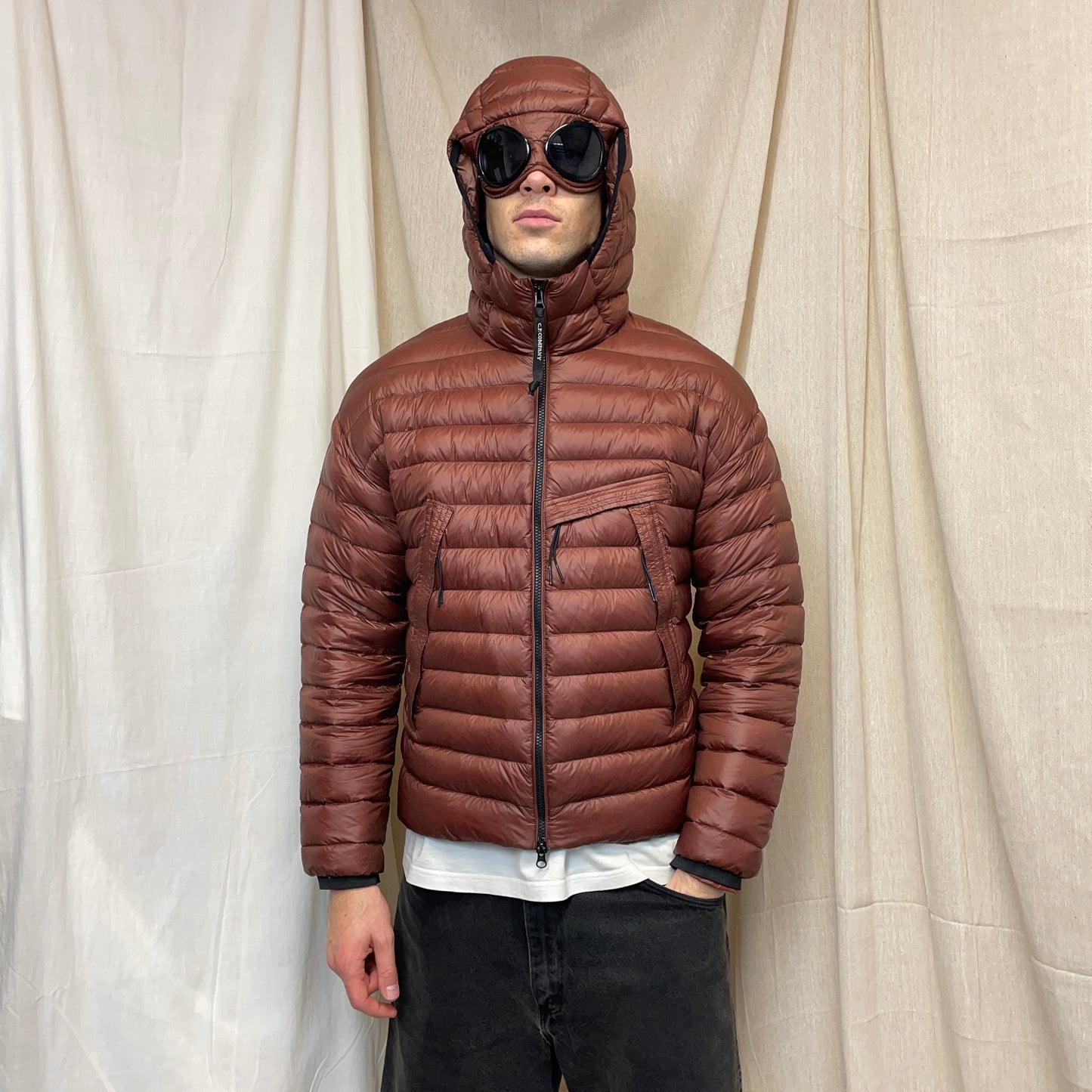 C.P. Company Rust DD Shell Goggle Puffer Jacket