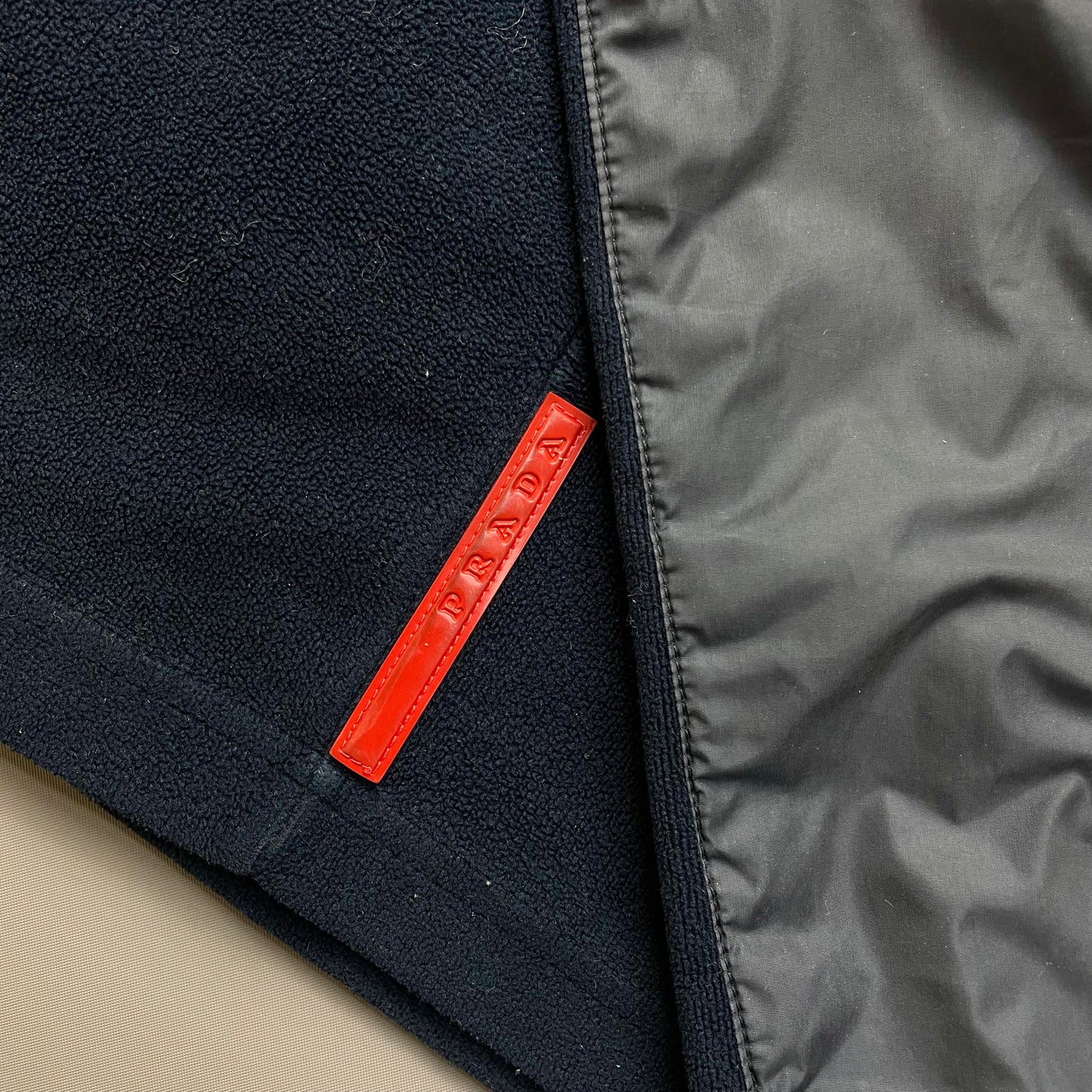 Prada Sport Navy Nylon Lightweight Fleece Jacket