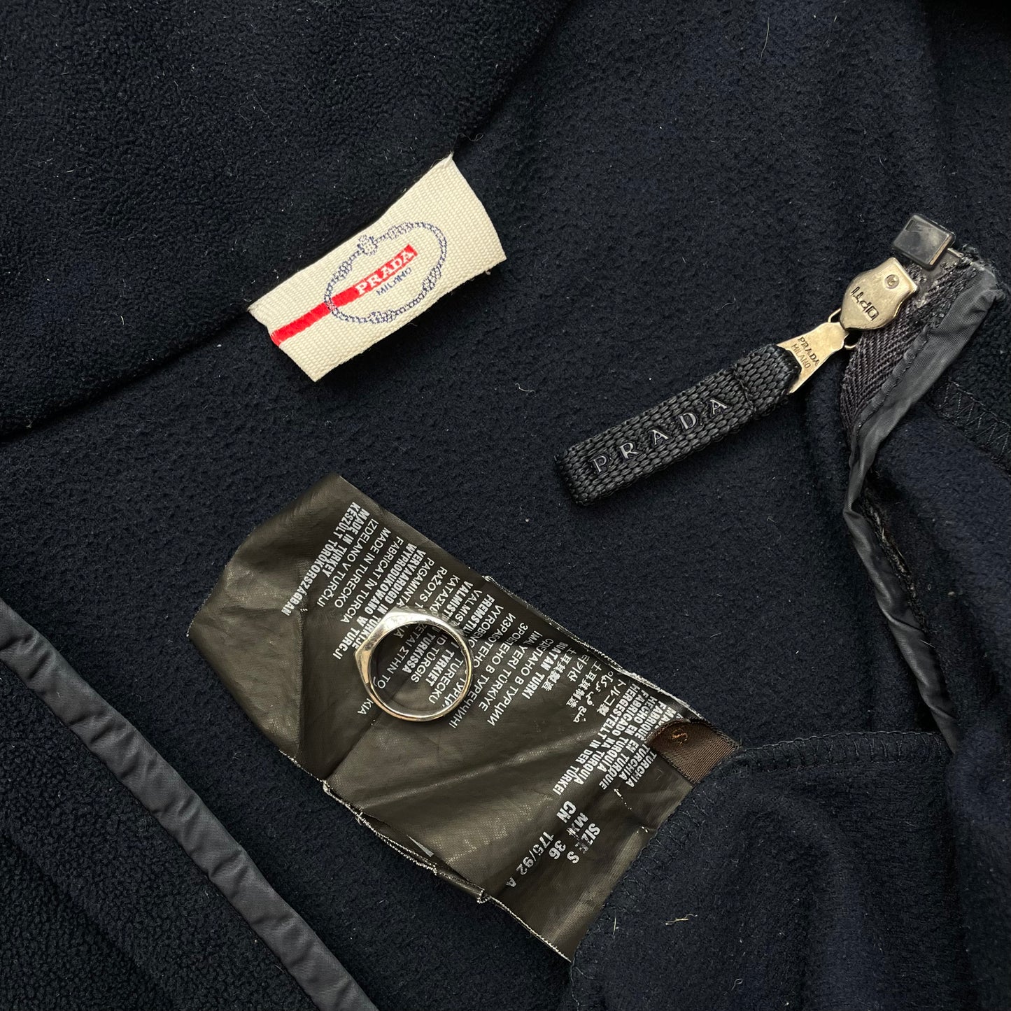 Prada Sport Navy Nylon Lightweight Fleece Jacket