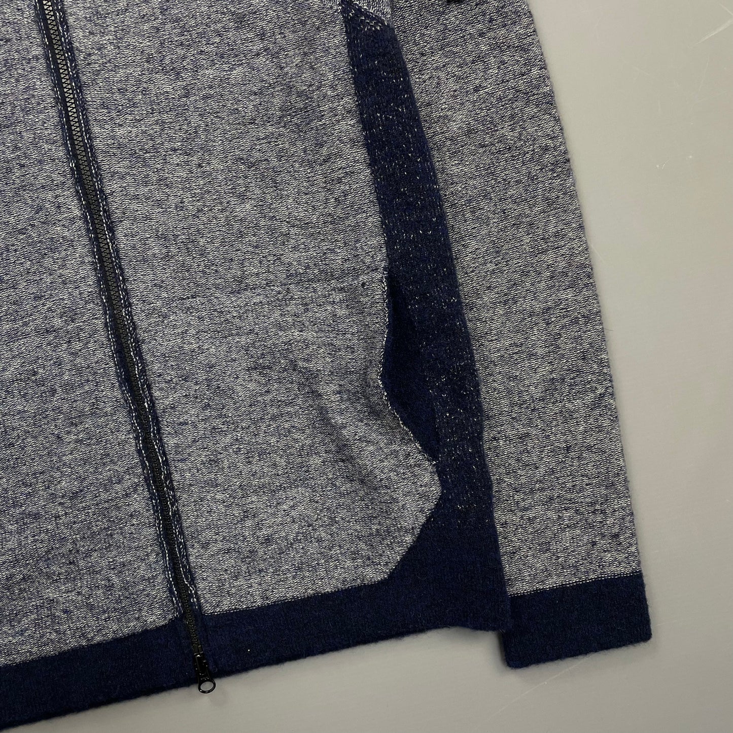 Stone Island Blue AW17 Tri-Tone Zip-Through Wool Knit Cardigan Jumper