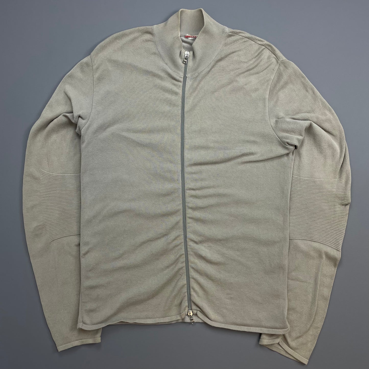 Prada Sport Grey 90s Cotton Knit Zip-Through Technical Cardigan Jumper