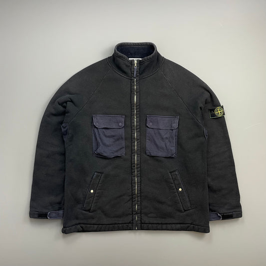 Stone Island Dark Grey AW99 Fleece-Lined Thick Cotton Jacket