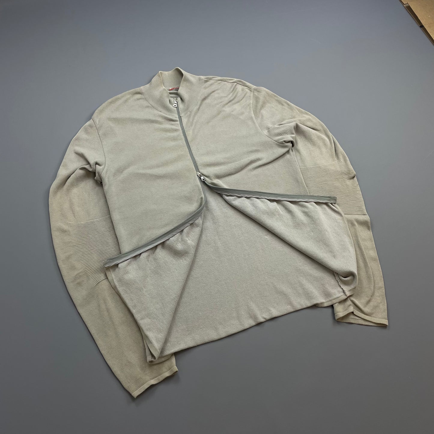 Prada Sport Grey 90s Cotton Knit Zip-Through Technical Cardigan Jumper