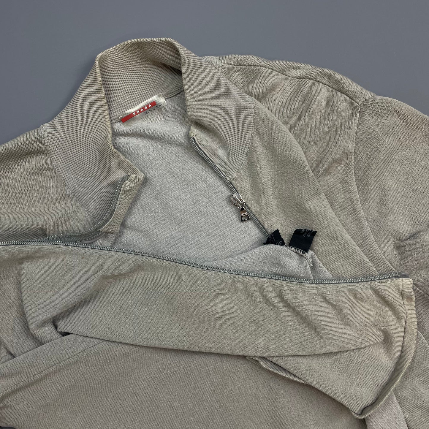 Prada Sport Grey 90s Cotton Knit Zip-Through Technical Cardigan Jumper