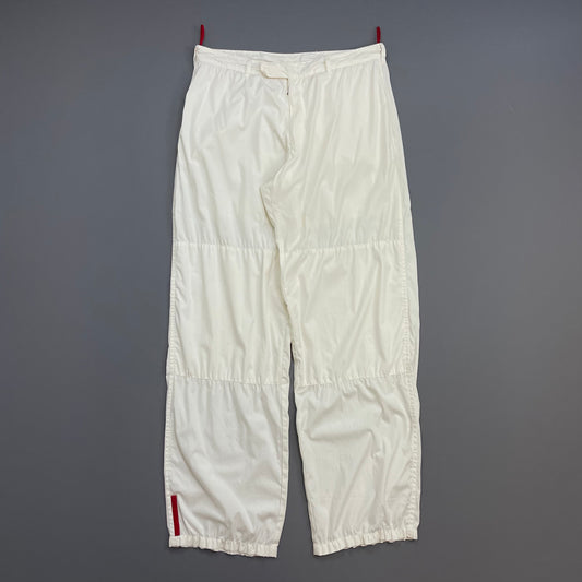 Prada Sport White SS00 Lightweight Cotton Parachute Pant Shell Trousers