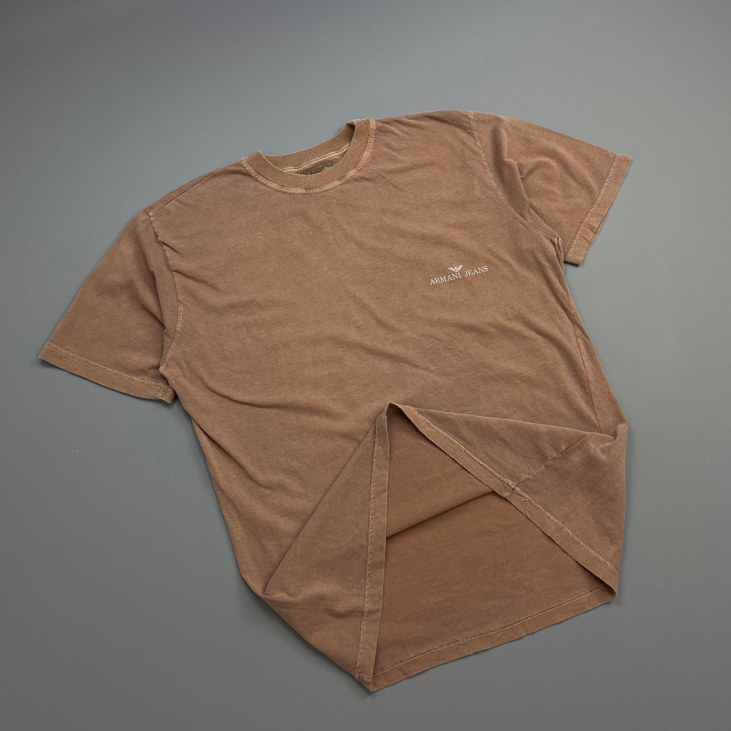Armani Jeans Light Brown 90s Chest Spellout Tee