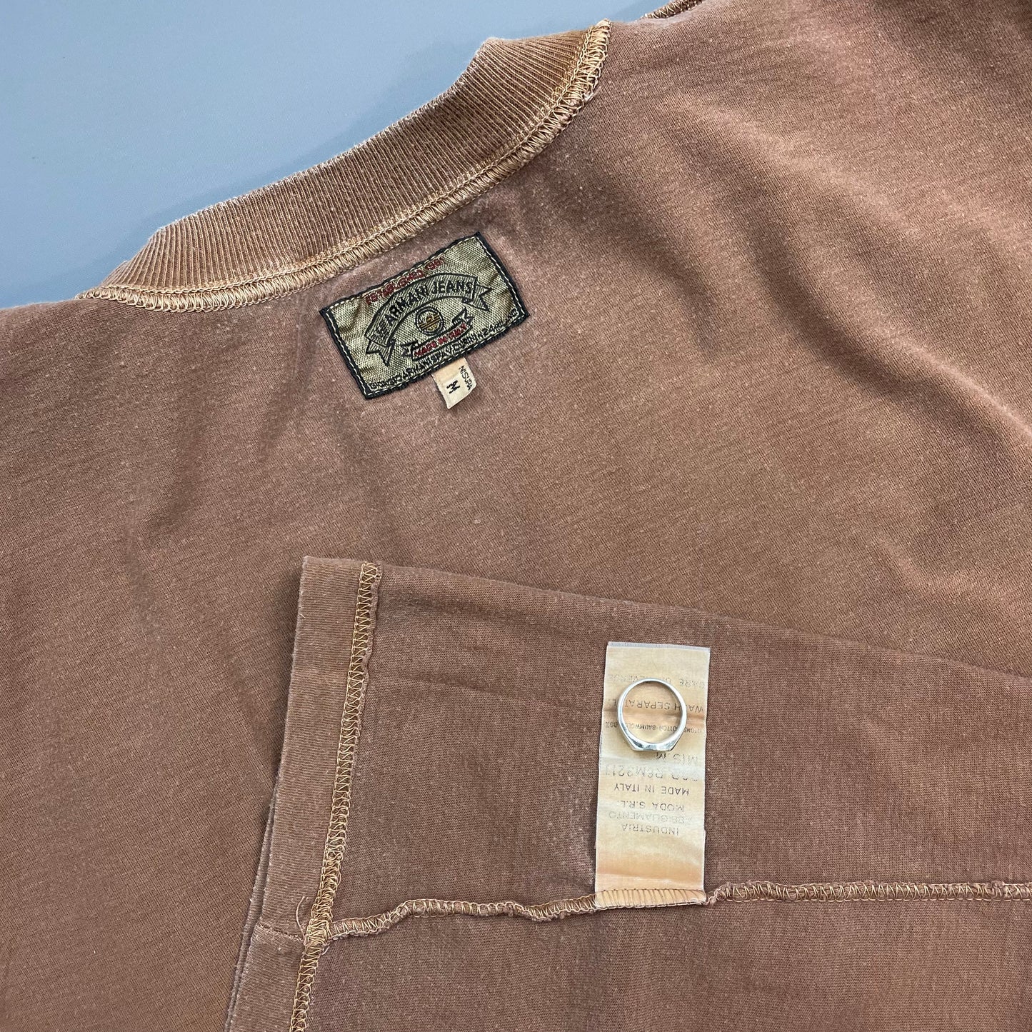 Armani Jeans Light Brown 90s Chest Spellout Tee