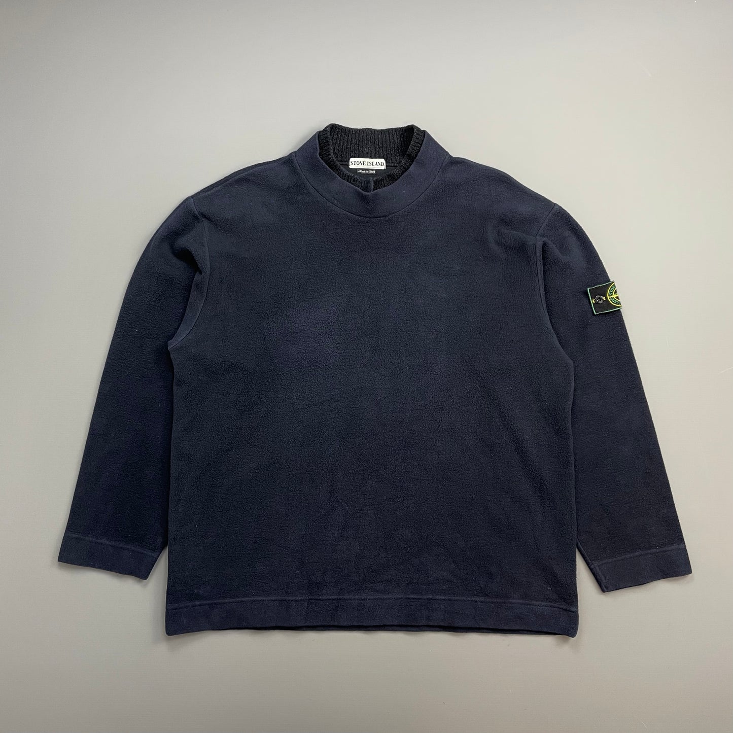 Stone Island Navy 90s Dual Chenille Collar Fleece Jumper