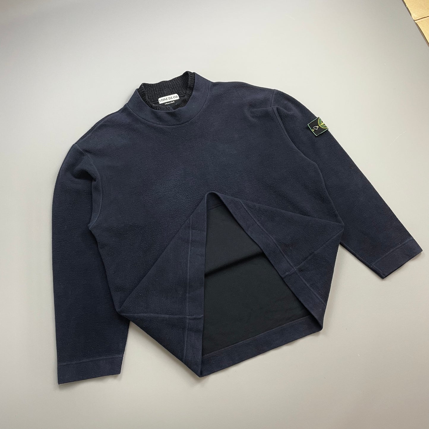 Stone Island Navy 90s Dual Chenille Collar Fleece Jumper