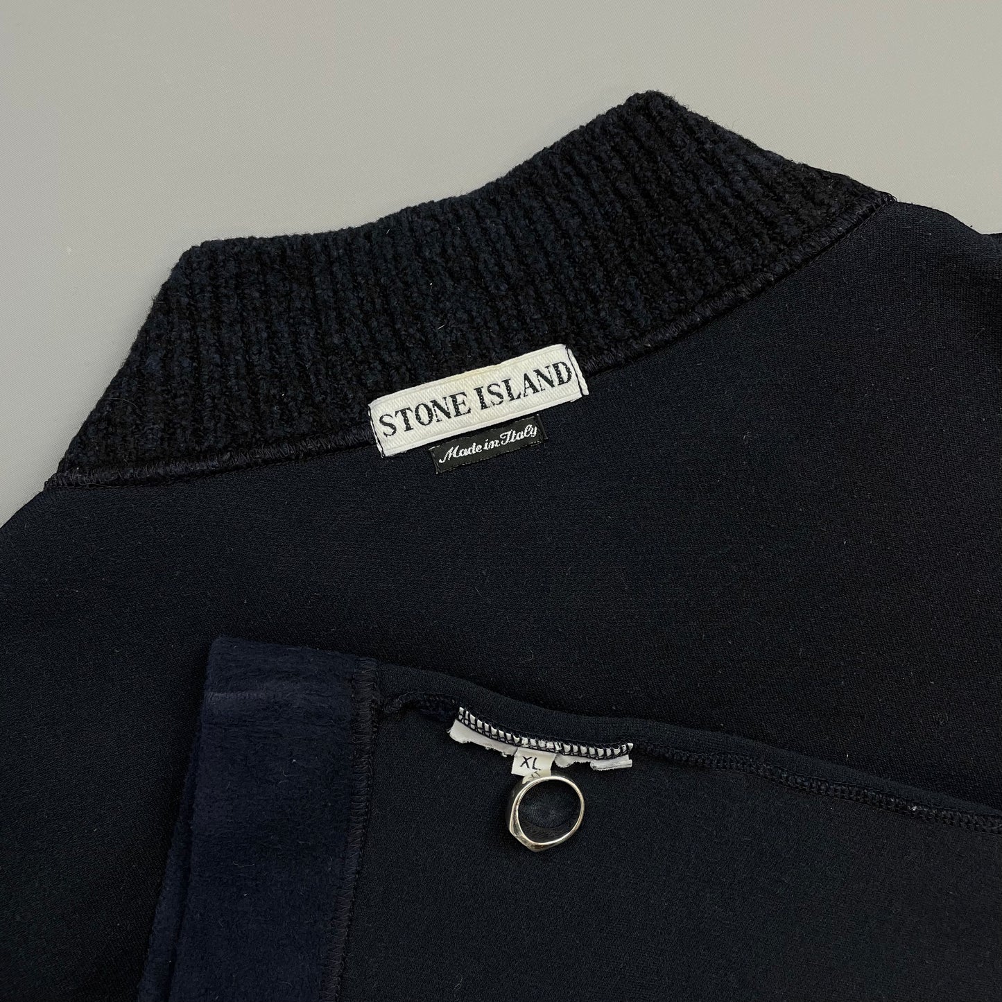 Stone Island Navy 90s Dual Chenille Collar Fleece Jumper