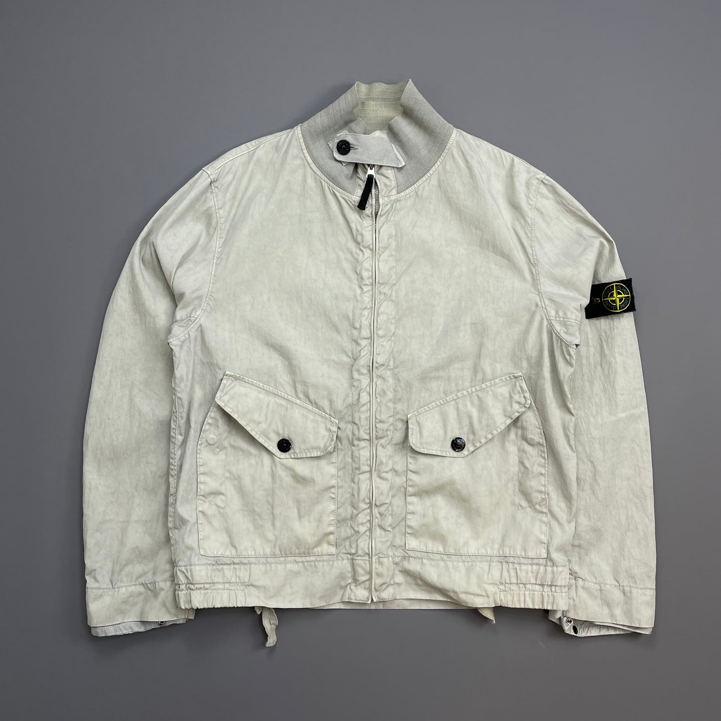 Stone Island Grey SS04 Linen Lino Flax Nylon Military Style Lightweight Jacket