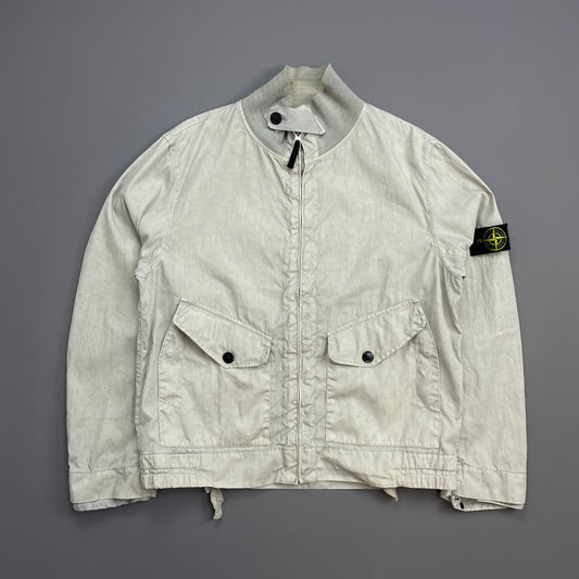 Stone Island Grey SS04 Linen Lino Flax Nylon Military Style Lightweight Jacket