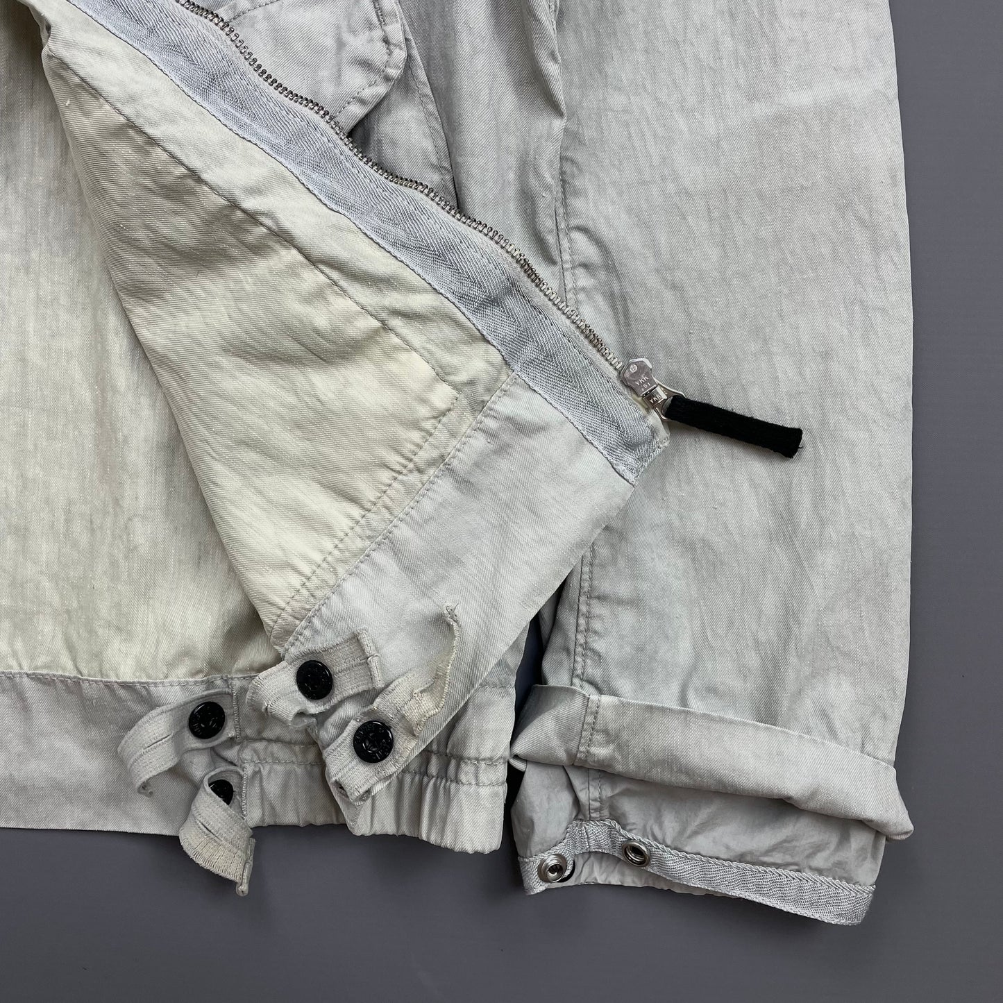 Stone Island Grey SS04 Linen Lino Flax Nylon Military Style Lightweight Jacket
