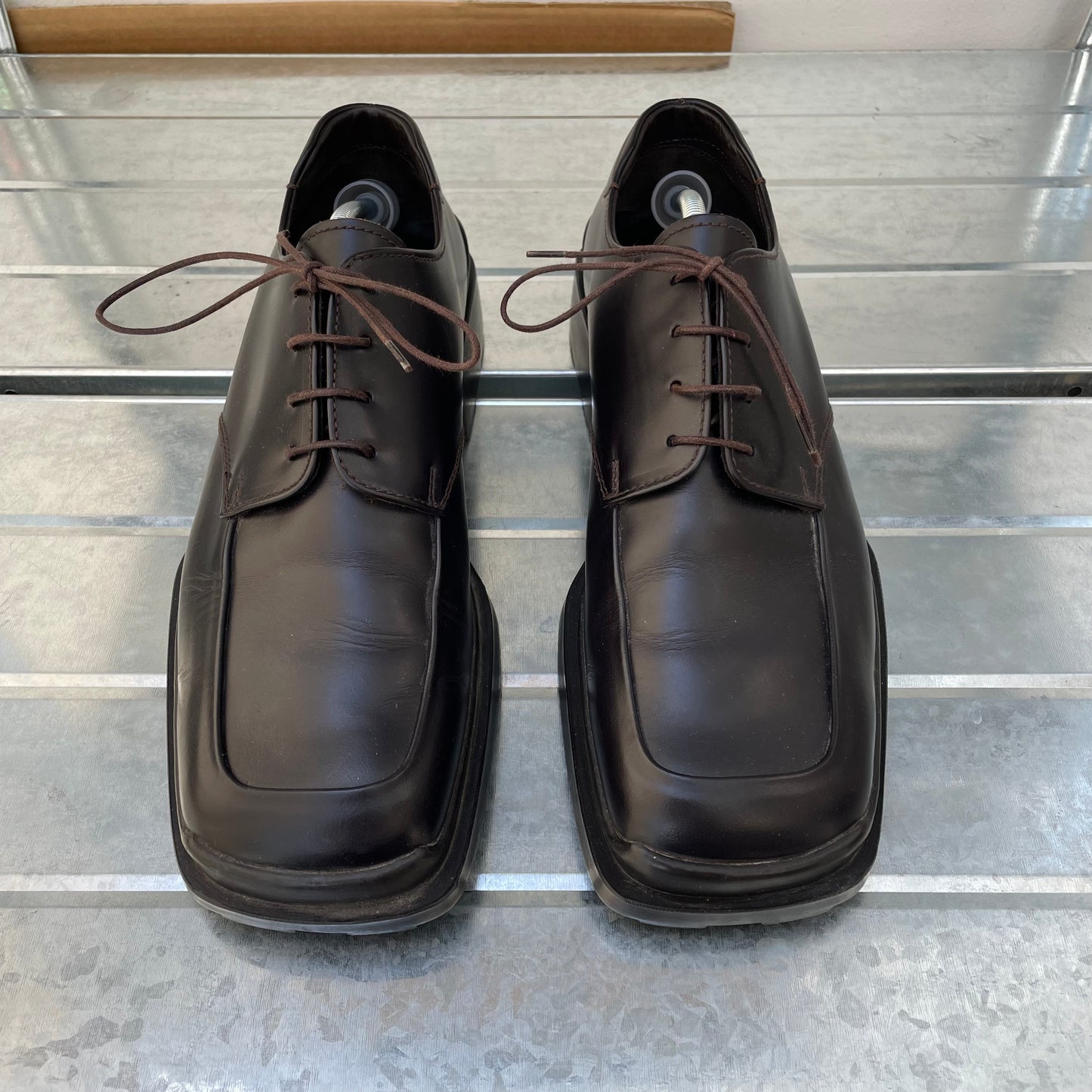 Prada Black FW99 Leather Square Toe Oxford Shoes
