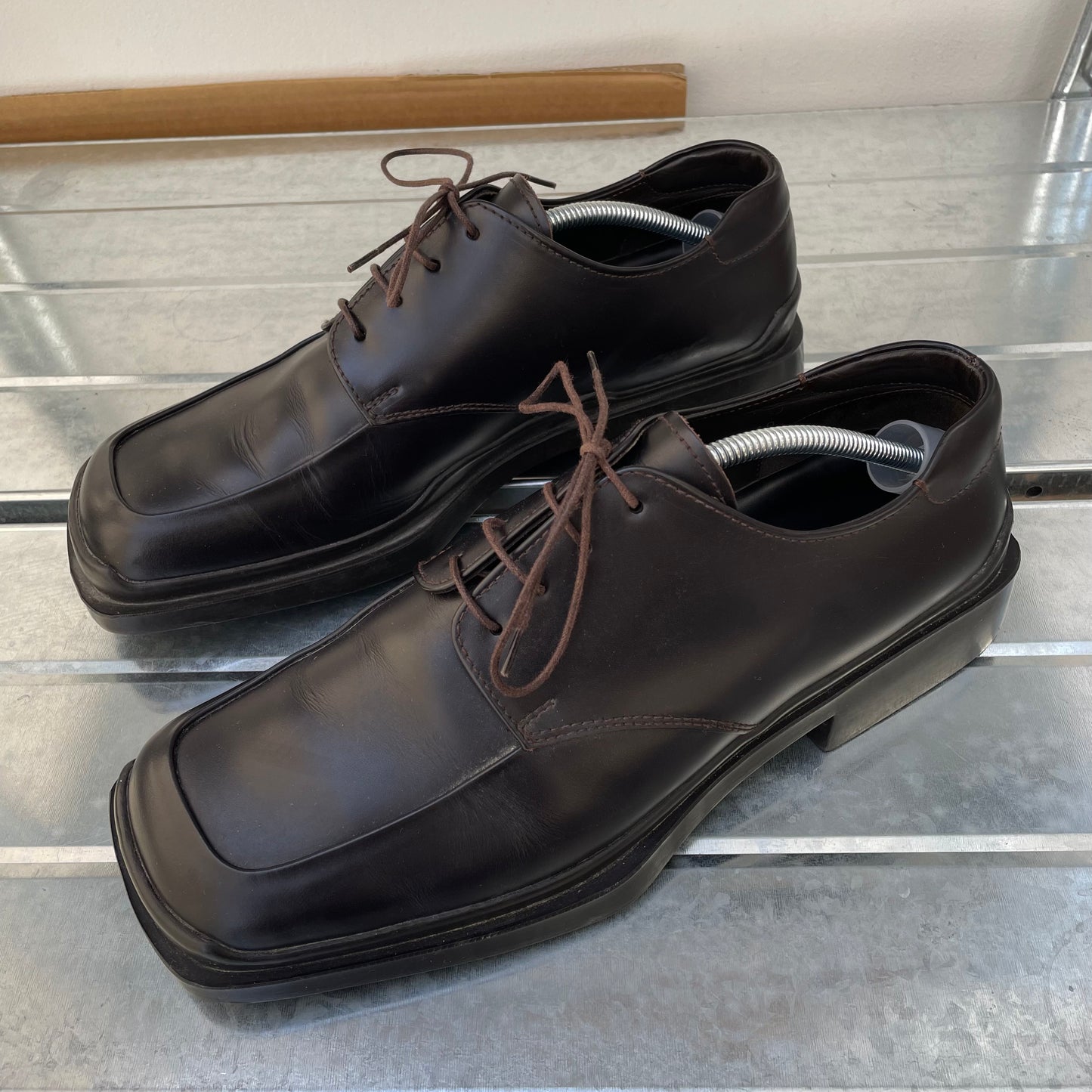 Prada Black FW99 Leather Square Toe Oxford Shoes