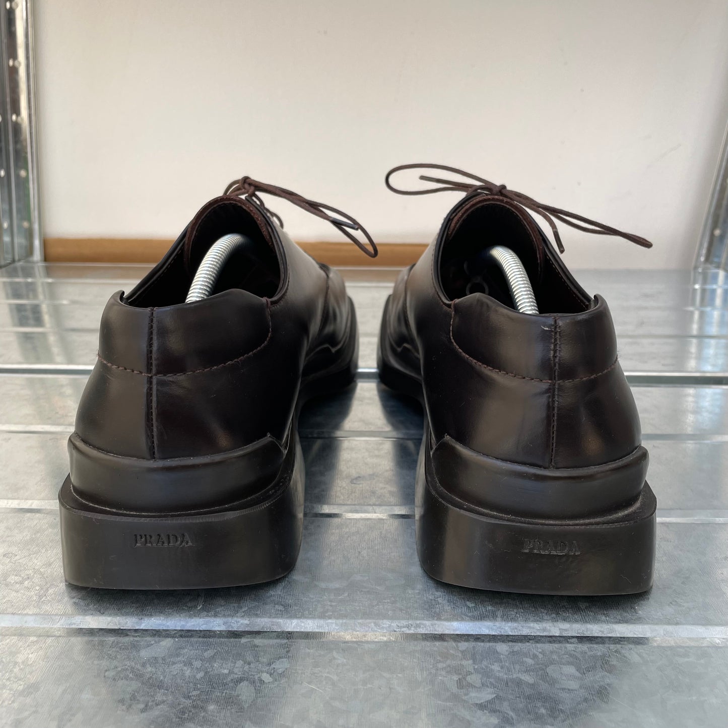 Prada Black FW99 Leather Square Toe Oxford Shoes