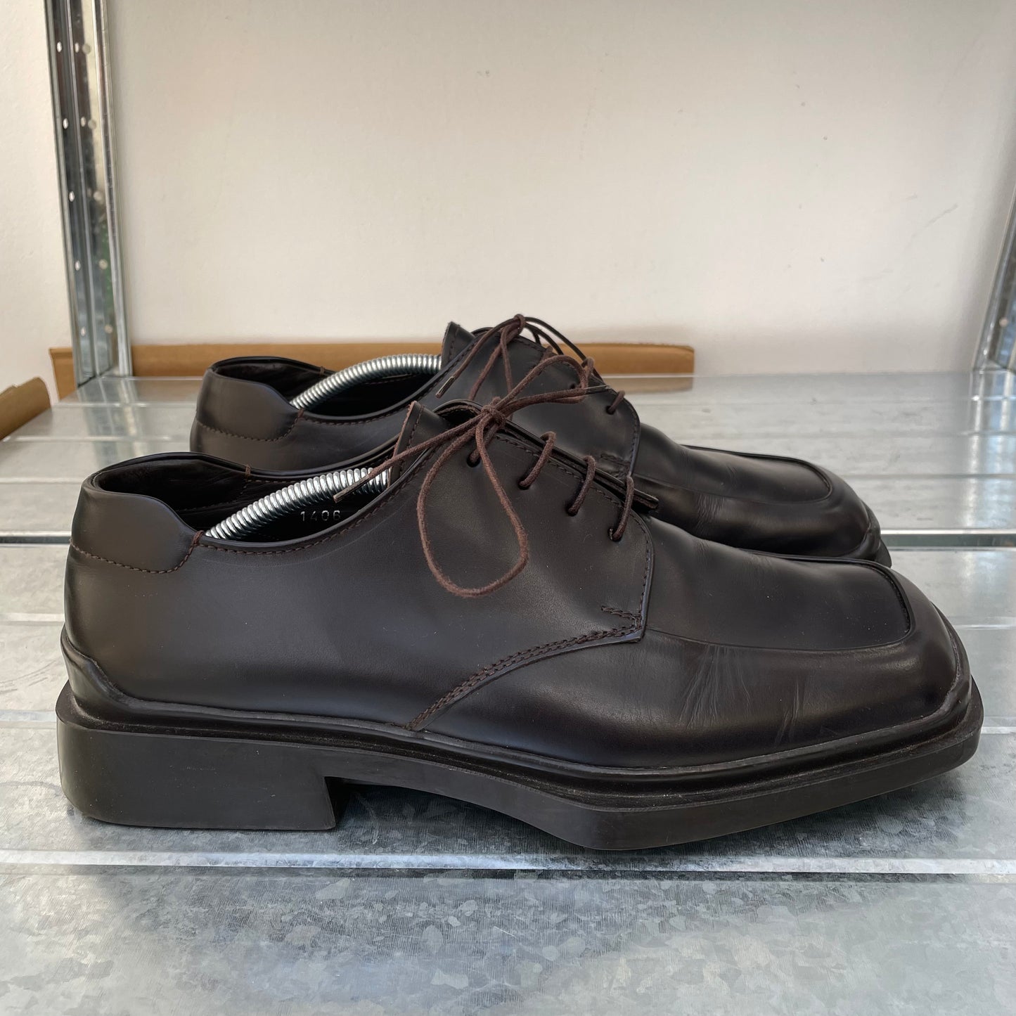 Prada Black FW99 Leather Square Toe Oxford Shoes
